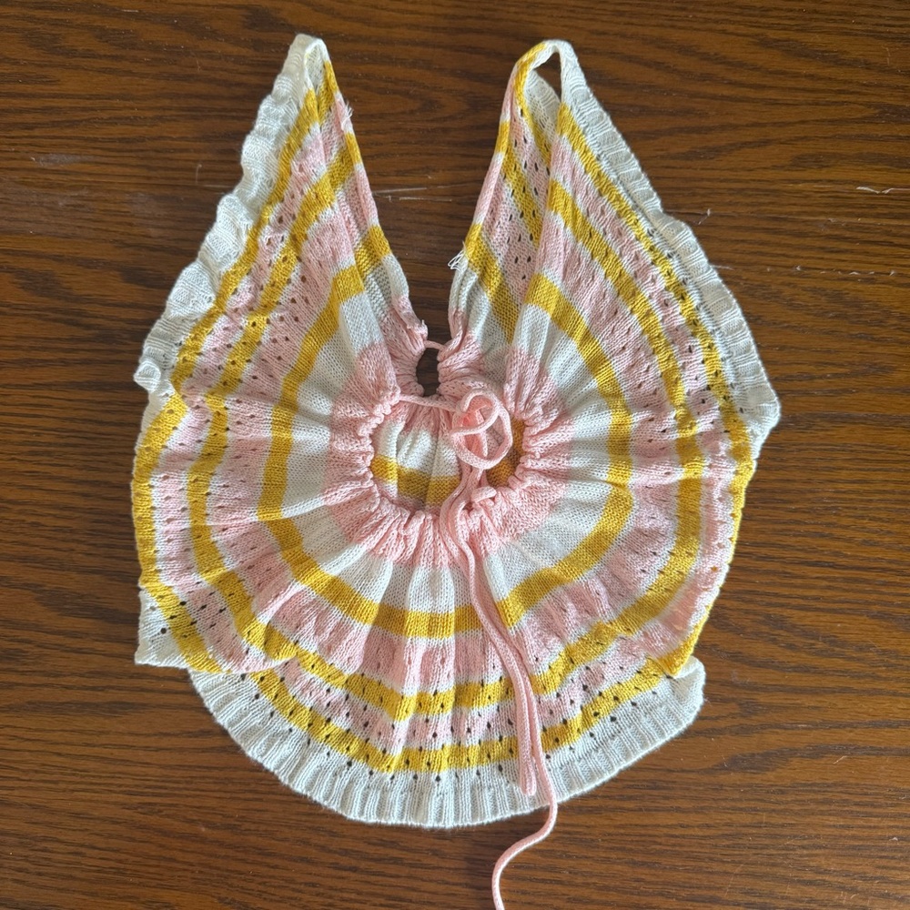 Unbranded Women’s Whimsical Festival White Pink and Yellow Crochet Top Size M - Picture 4 of 5